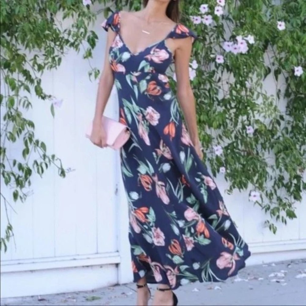 ASTR The Label Blue Floral Maxi Dress